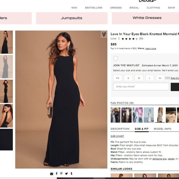 Eyes Black Knotted Mermaid Maxi Dress 